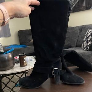 Knee length black boots